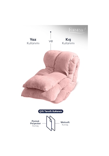 Formeya Lüx Çift Taraflı Welsoft Tek Kişilik Yorgan Pudra