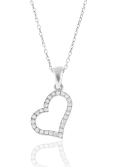 Kadın Gümüş Mini Tek Taş Küpe- Rose Kalpli Kolye Dgn20704