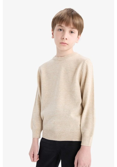 Defacto Erkek Çocuk Bisiklet Yaka Triko Kazak A4992a825wner123 Ekru