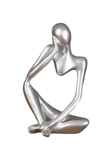 Mini Düşünen Adam Heykeli Süsleme Reçine Siyah Modern Soyut Heykeller Ev Oturma Odası Gümüş Masa Dekorasyonları