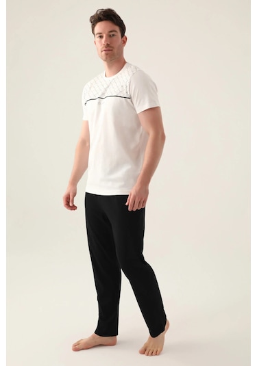 Arnetta 3010 Kısa Kol Erkek Pijama Takım Krem V1 Krem