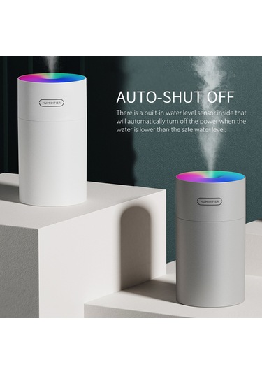 Skycity Ev İçin Usb Renkli Led Işıklı Sessiz Nemlendirici, Nano Sprey Teknolojisi, Otomatik Kapanma, 2 Modlu 4-6 Saat
