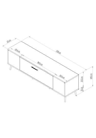 Lahor Tv Sehpası Tv Ünitesi 150 Cm Antrasit Gümüş