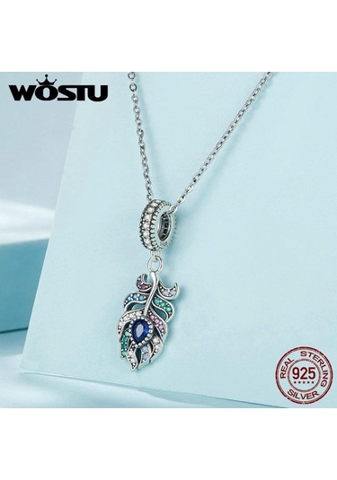 Wostu 925 Ayar Gümüş Tavuskuşu Tüyü Kolye Boncuk Bilezik Dıy Takı İçin Gümüş