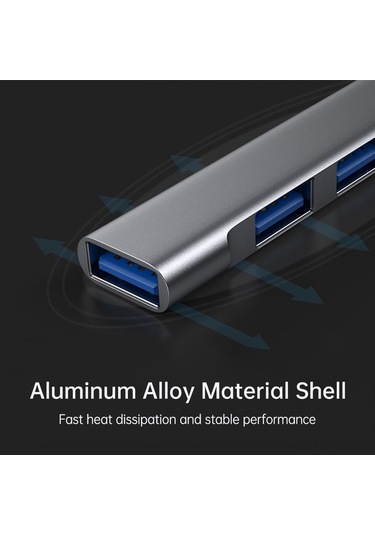 Skycity Alüminyum Kasa 4 Usb 3.0 Portlu Type-c Ve Usb Çift Fonkisyonel Hub Genişletici - Gri