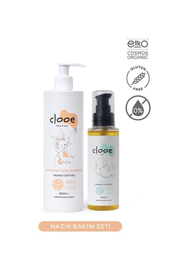 Hassas Bakım Seti - Organik Bebek Şampuanı 400ml - Organik Bebek Yağı 100ml