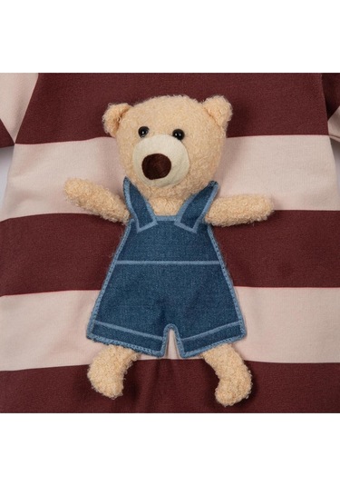 Ayıcıklı Çizgili Patiksiz Tulum Kiremit