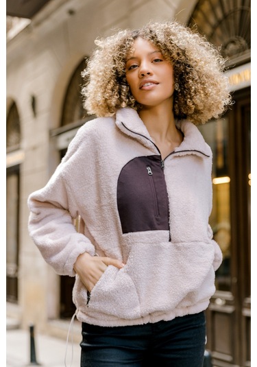 Scorp Fever Kadın Peluş Sweatshirt Bej Standart Çok Renkli