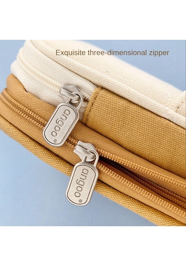 Şık Ve Büyük Kapasiteli Kalem Kutusu, Kalem Çantası Ve Kese Kutusu, Kızlar İçin Mor Desenli Okul Malzemesi Bej