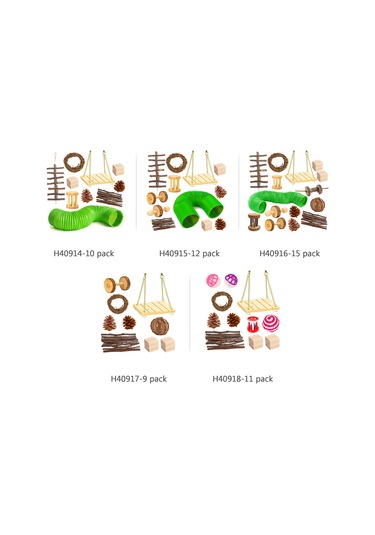 Dianziye Küçük Evcil Hayvanlar İçin Ahşap Diş Tırpanı Ve Oyun Seti - 9 Parça: Hamster, Tavşan, Gine Pig İçin Egzersiz Ve Stres Azaltıcı Oyuncaklar