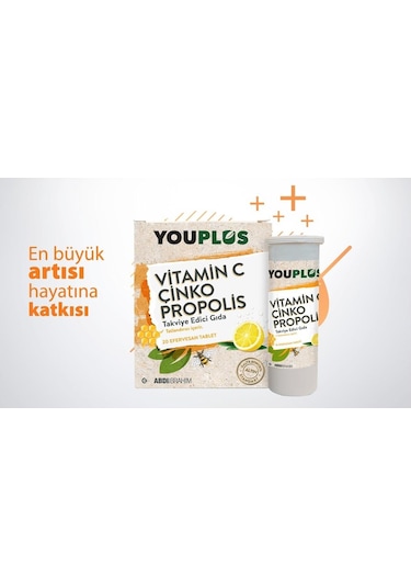 Youplus Vitamin C Çinko Propolis 20 Efervesan Tablet 5 Adet