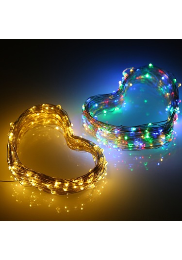 Konesam Güneş Enerjili Bakır Tel Işık Zinciri 10m 100 Led 6w 8 Işık Modu Islak Beyaz Çimen Işığı