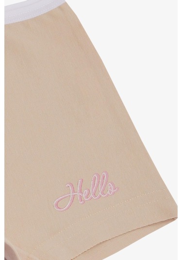 Breeze Kız Çocuk Boxer Hello Yazı Baskılı 5-11 Yaş, Bej-bej Bej