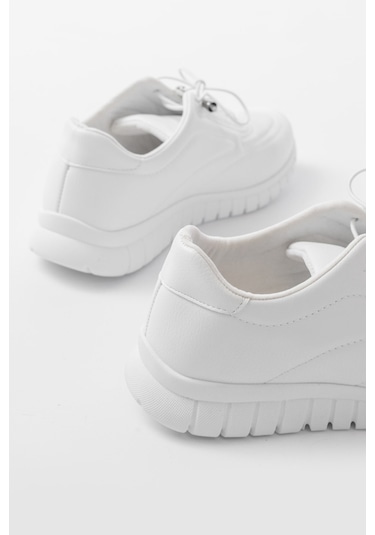 Aska Shoes K-504 Bağcıklı Desenli Günlük Spor Ayakkabı Beyaz