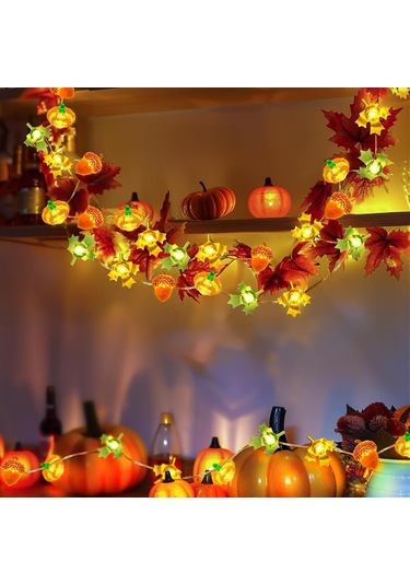 10ft 30 Led Balkabağı Akçaağaç Yaprağı Pil İle Çalışan Işık Dizisi Sonbahar Hasat Masası İç Mekan Dış Mekan Sonbahar Cadılar Bayramı Şükran Günü Parti Süslemeleri Hediyeler Çok Renkli