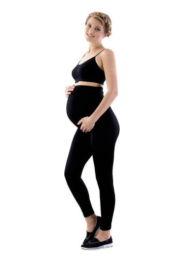 Kadın Dikişsiz Hamile Tayt Korse Siyah