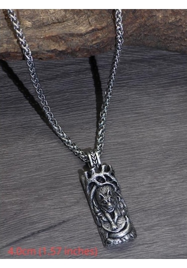Yeni Paslanmaz Çelik İskandinav Kurt Kral Vintage Viking Unisex Takı Hediye Kolye Kolye Gümüş - Diğer Gümüş