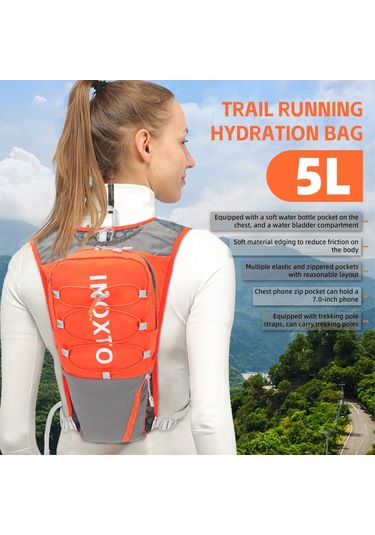 Inoxto-naylon Hidrasyon Paketi 5l Hidrasyon Sırt Çantası Koşu Y28501c Turuncu