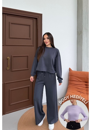 Mezka Rahat Esnek Modal Alt-üst Takım Füme