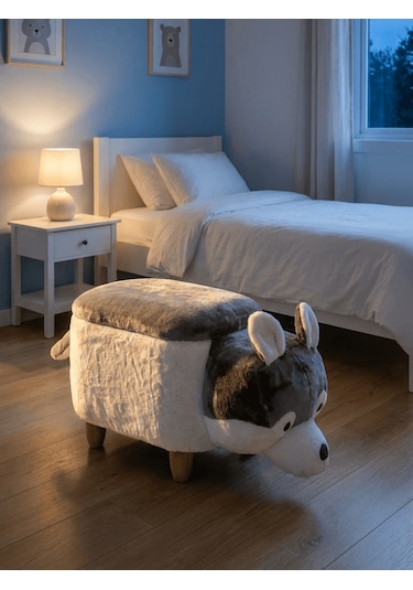 Zooturak Kurt Husky Sandıklı Puf Koltuk Bej - Krem