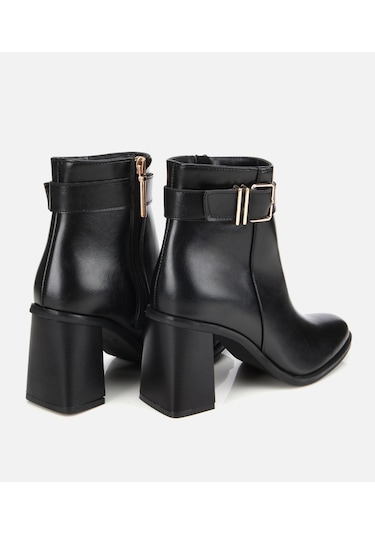 Hotiç Kadın Siyah Tokalı Topuklu Bilekte Bot 01boh314950a100 01boh314950a100 Siyah