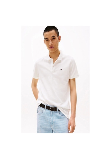 Tommy Hilfiger Erkek Beyaz Slim Fit Polo T-shirt Beyaz