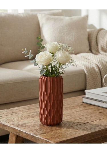 Elana Design Winy Vazo - Modern Tasarımlı Şık Çiçek Vazosu Kiremit