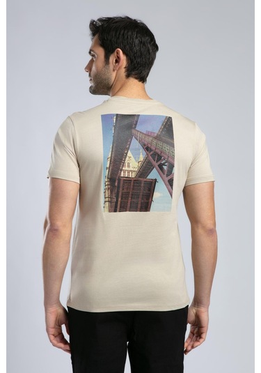 Lee Cooper Rinaldo Erkek O Yaka T-shirt Bej-19958 Bej