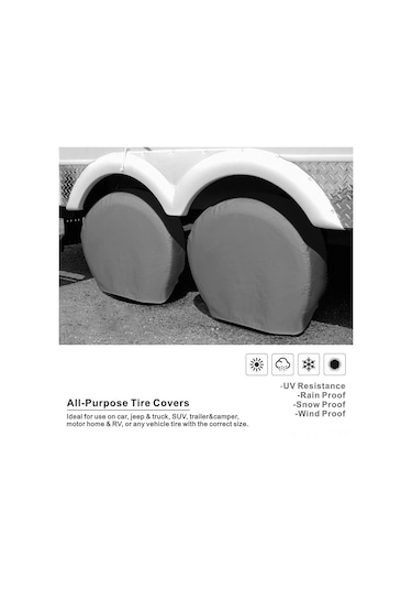 Ranyeek Xxxl 33-35in 2 Adet Hava Ve Yağ Dayanıklı Oksford Kumaş Araba Lastik Koruması - Siyah