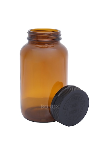 Borox Amber Cam Şişe 400 ML Bastır Aç Kapaklı Ecza Şişe