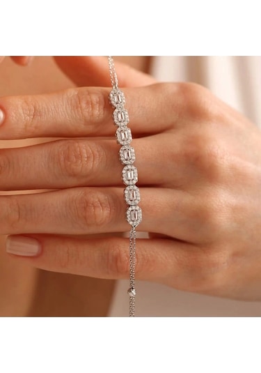 Çgk Çiğdem Gürel Kuyumculuk 14 Ayar Beyaz Baget Suyolu Altın Bileklik Çok Renkli