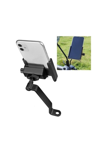 Rogfer Bisiklet Kutusu Alüminyum Alaşımlı Cep Telefonu Tutucu Bisiklet Sürme Paket Servis Dönebilen Metal Cep Telefonu Braketi, Stil: Dikiz Aynası Kurulumu Siyah Siyah Siyah