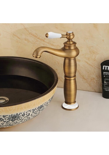 Fause Yüksek Çanak Rustik Lavabo Bataryası Vintage Antik Ksl100-A