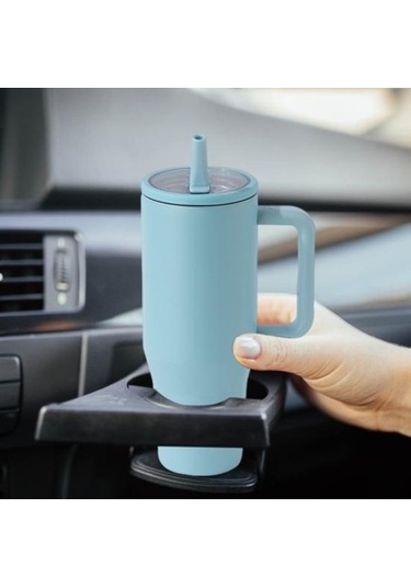 Novahub 40 Oz Paslanmaz Termal Bardak, Kapaklı Pipetli Sızdırmaz Gül Kırmızı Gül Kırmızısı