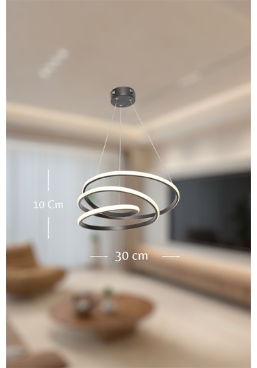 Ey Shop Space Model 3 Renk Kumandalı Beyaz&sarı&günışığı Led Avize Siyah