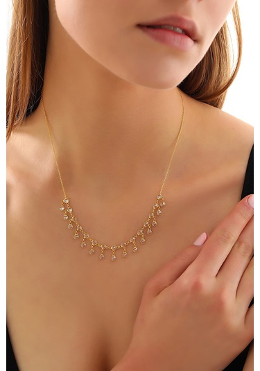 925 Ayar Gümüş Sallantlı Tamtur Kolye Altın