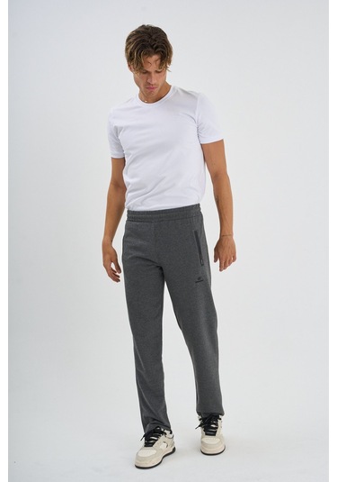 Shooter Sportswear Erkek Antrasit Eşofman Altı Fermuarlı Üç Cep Rahat Kalıp Klasik Paça Antrasit