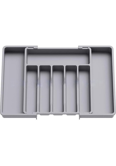 Gri Mutfak Plastik Çekmece Organize Tutucu Genişletilebilir Çekmece Organizatörleri Çatal Kaşık Bölücü Mutfak Çekmecesi Çatal Bıçak Takımı Organizatör