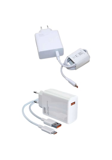 120 Watt Turbo Hızlı Şarj Aleti Seti Hızlı Şarj Adaptörü Beyaz