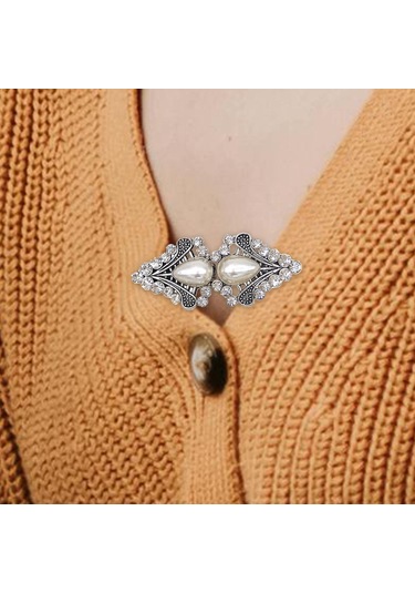 Homyl Kazak Şal Ördek Ağız Klipsi Hırka Yaka Ceketler Antik Gümüş Çok Renkli