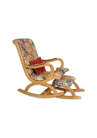 Asedia Rustik Naturel Çiçekli Sallanan Sandalye Dinlenme Koltuğu