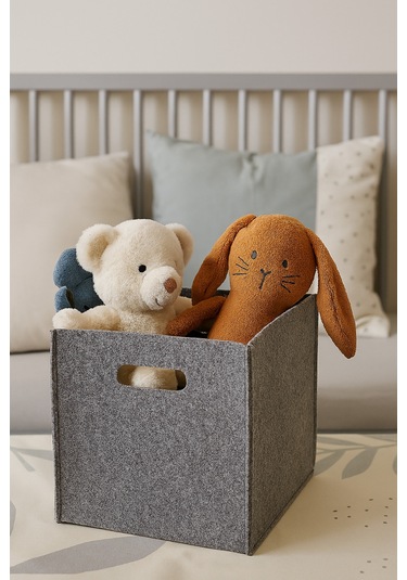 Yunusoğlu Home Çok Amaçlı Kullanım Keçe Organizer Dolap İçi Düzenleyici Saklama Kutusu Sepet Gri