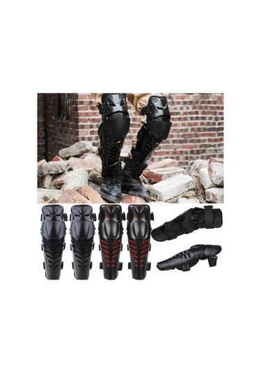 Jms Motosiklet Yarışı Motokros Diz Pedleri Koruyucu Muhafızlar Kırmızı - Siyah 1 Çift