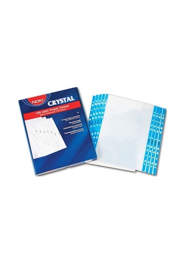 Noki Poşet Dosya Kristal Mavi Şeritli 100'lü Kutulu