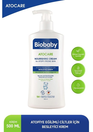 Atocare Besleyici Krem 500 Ml - Seramid Prebiyotik Omega 3 - 6 Yulaf Unu Atopik Ciltler İçin Krem