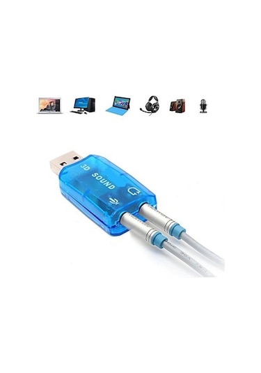 Hytech HY-U705 5.1 USB Ses Kartı Mavi