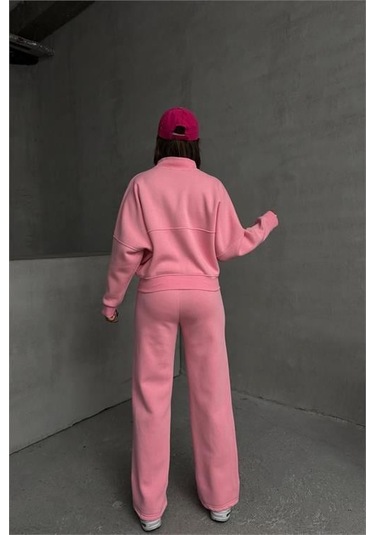 Dip Moda Kadın Pamuklu Kışlık Sweat Pantlon Eşofman Takımı Dpgts018 Pembe