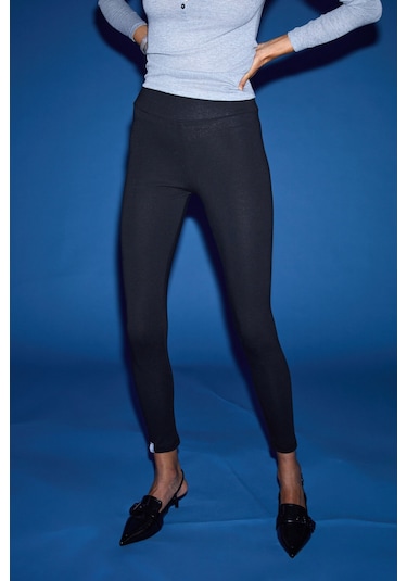 Eırlys Kadın Organik Pamuklu Esnek Yapılı Vücudu Toparlayan Örme Siyah Tayt