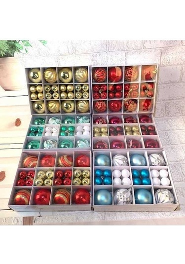 Pazly Yeşil 40 Adet Noel Topu Ağacı Süsü, Yıldızlı Kolye, Hediye Kutusu, Ev Dekoru Yeşil