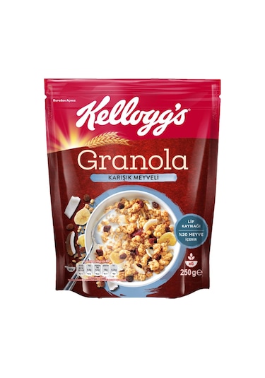 Kellogg's Çikolata Parçacıklı Fındık + Karışık Meyveli + Antep Fıstıklı Beyaz Çikolata Granola Seti 3'lü